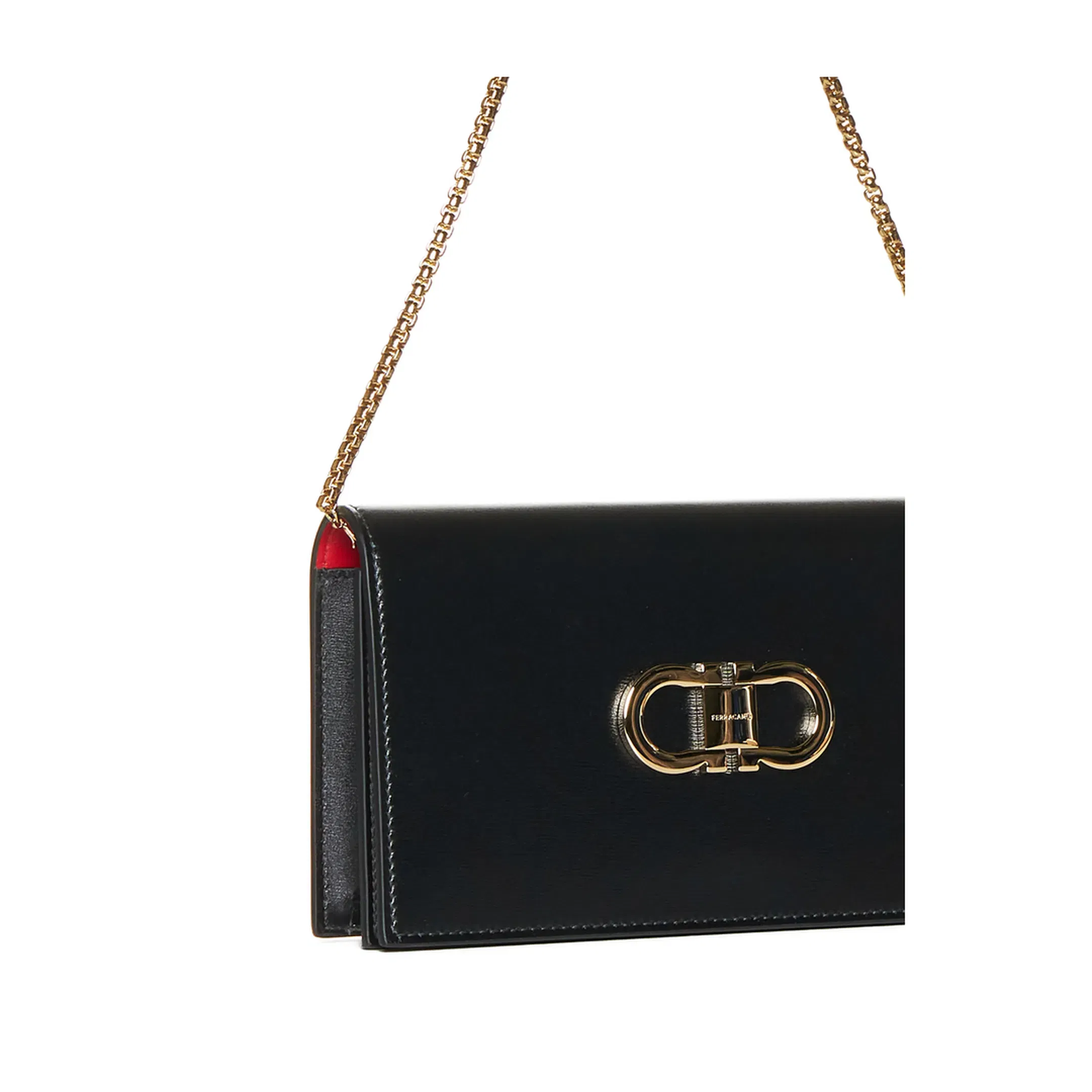 Double Gancini Mini Chain Crossbody Bag - Black