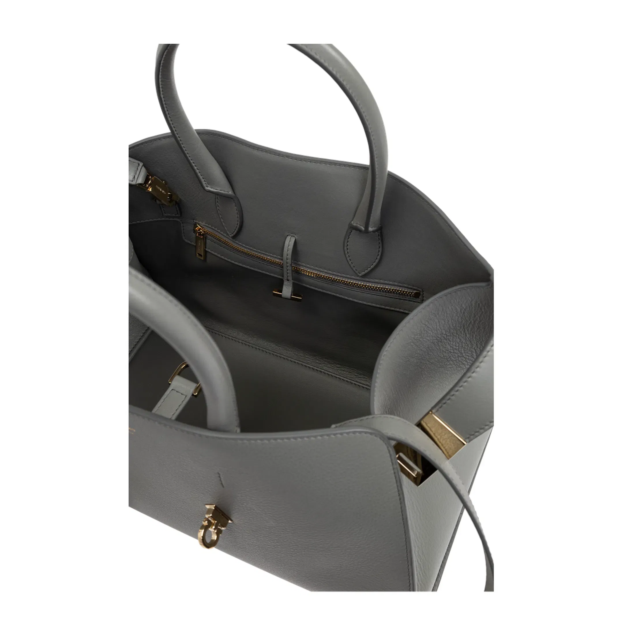Hug Medium Leather Handbag - Ash Grey