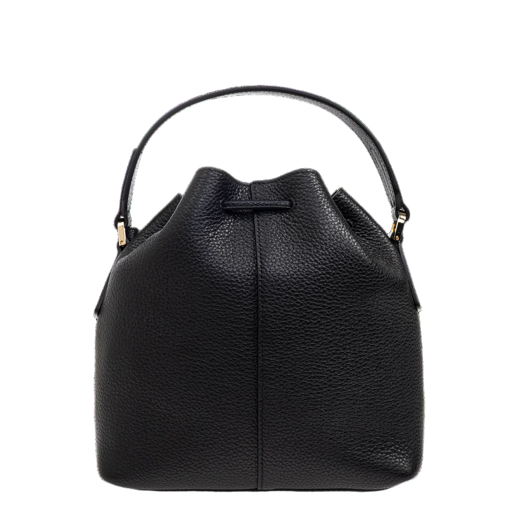 Multipocket Leather Bucket Bag - Black