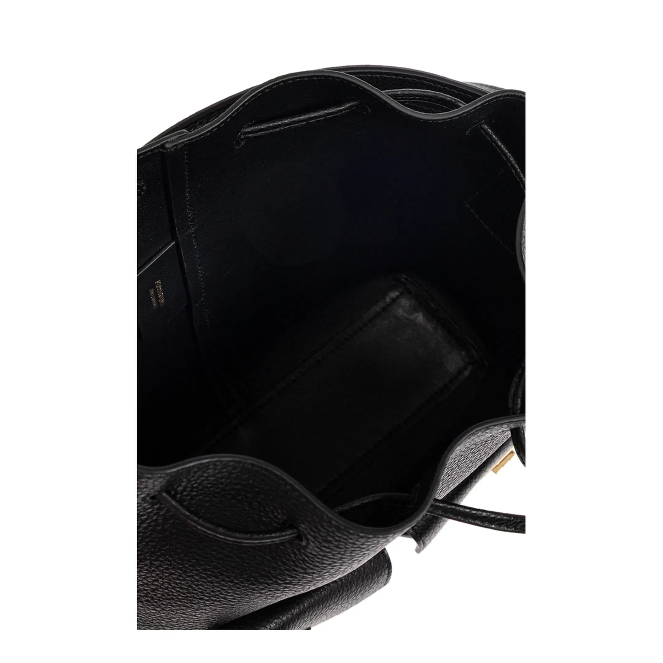 Multipocket Leather Bucket Bag - Black