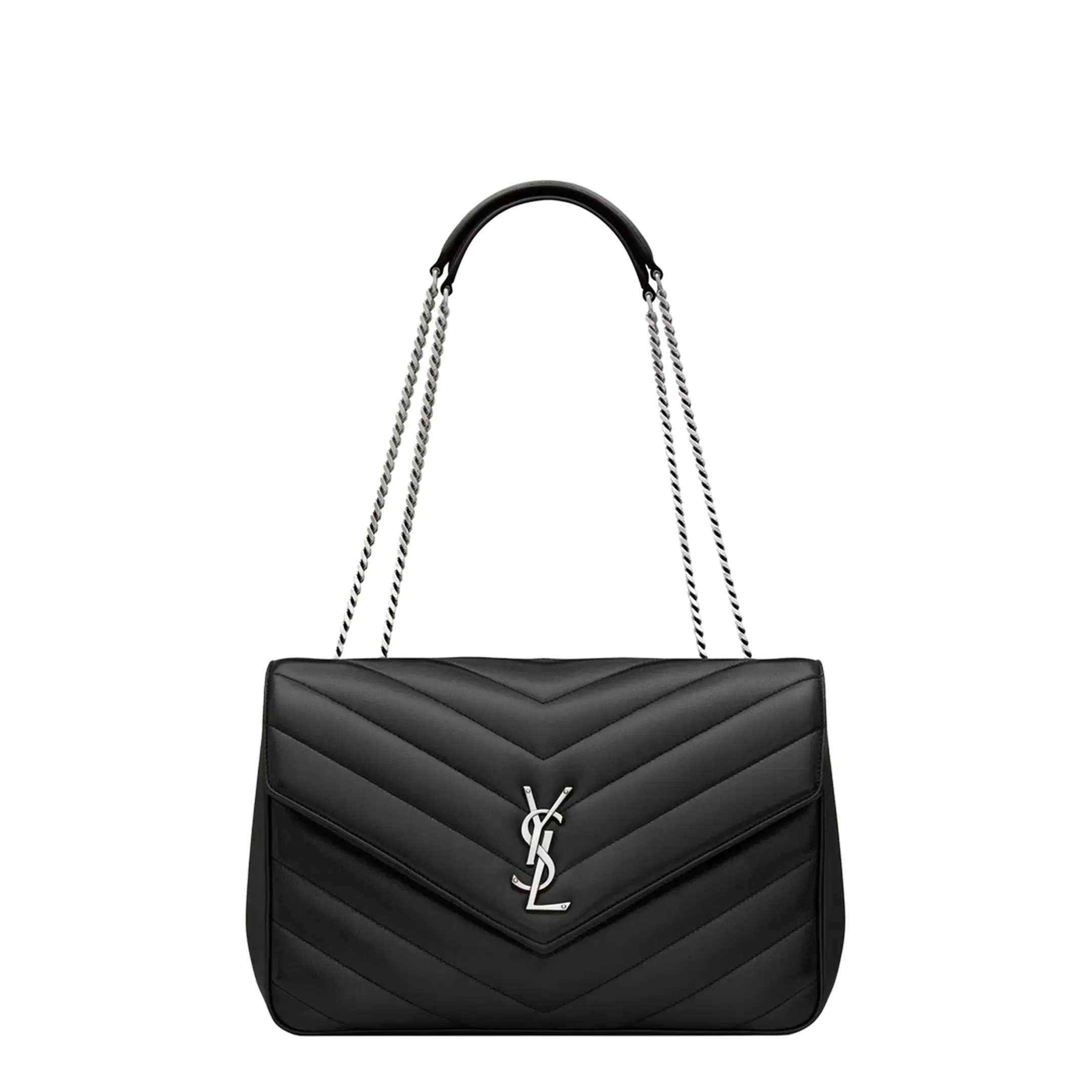 Loulou Large Leather Shoulder Bag - Black