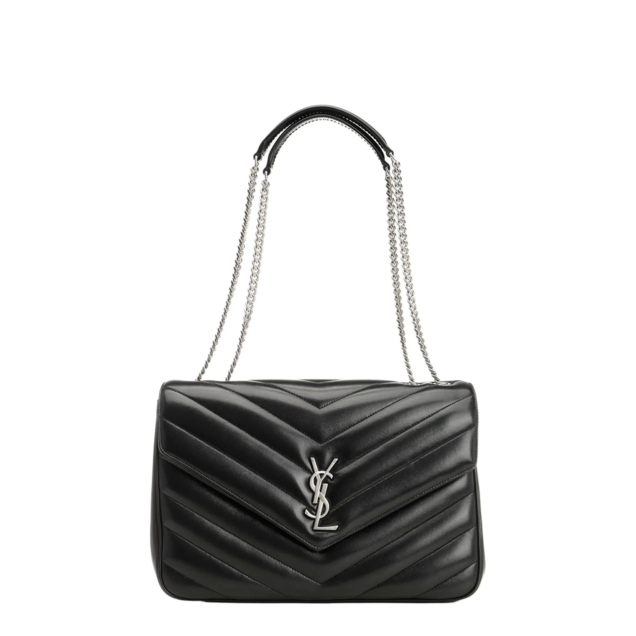 Loulou Large Leather Shoulder Bag - Black