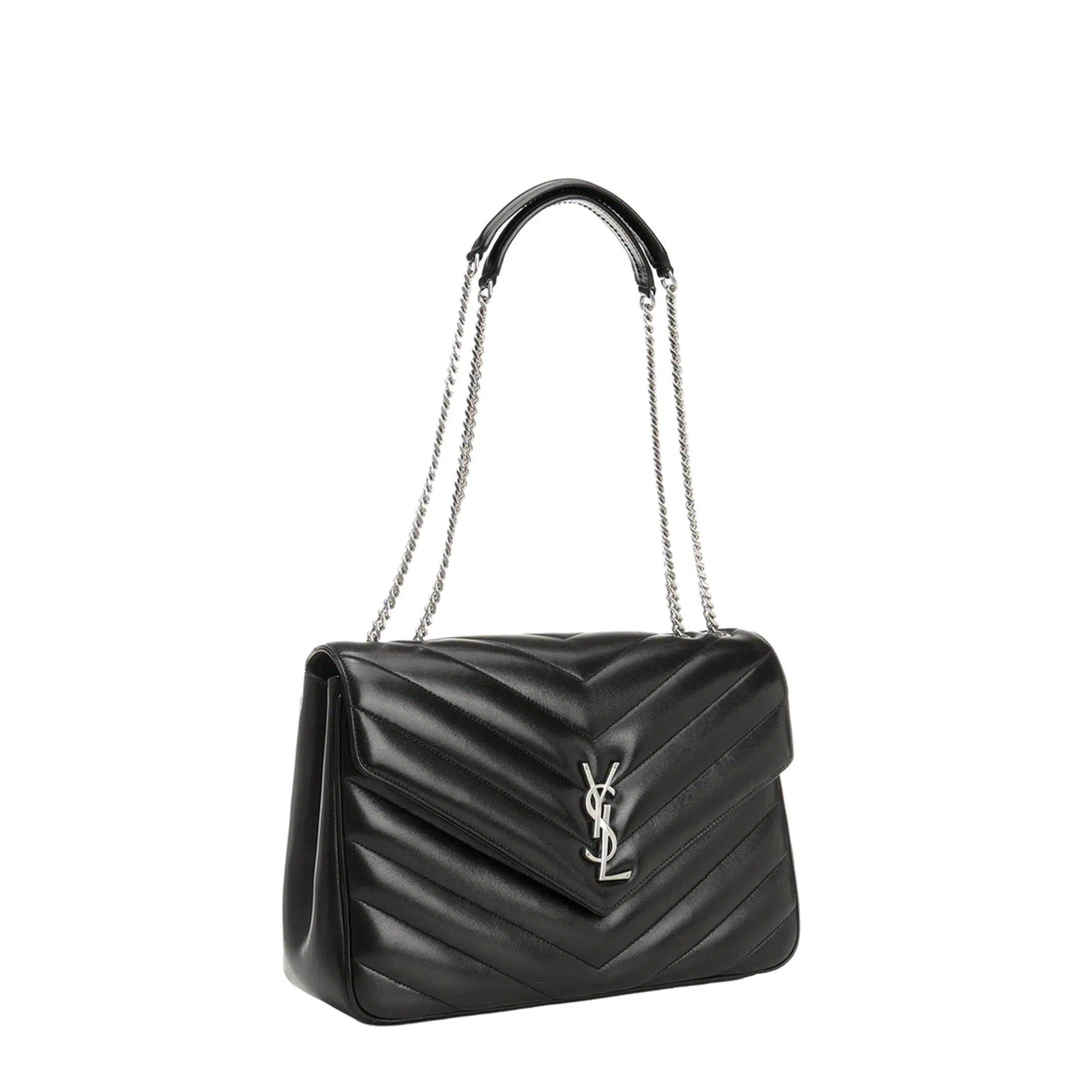 Loulou Large Leather Shoulder Bag - Black
