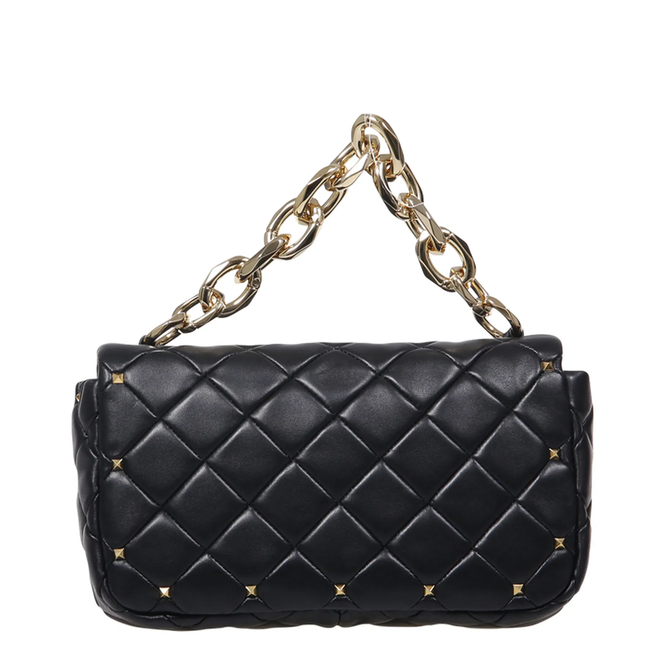 Quilted Chain Strap Shoulder Bag - Black