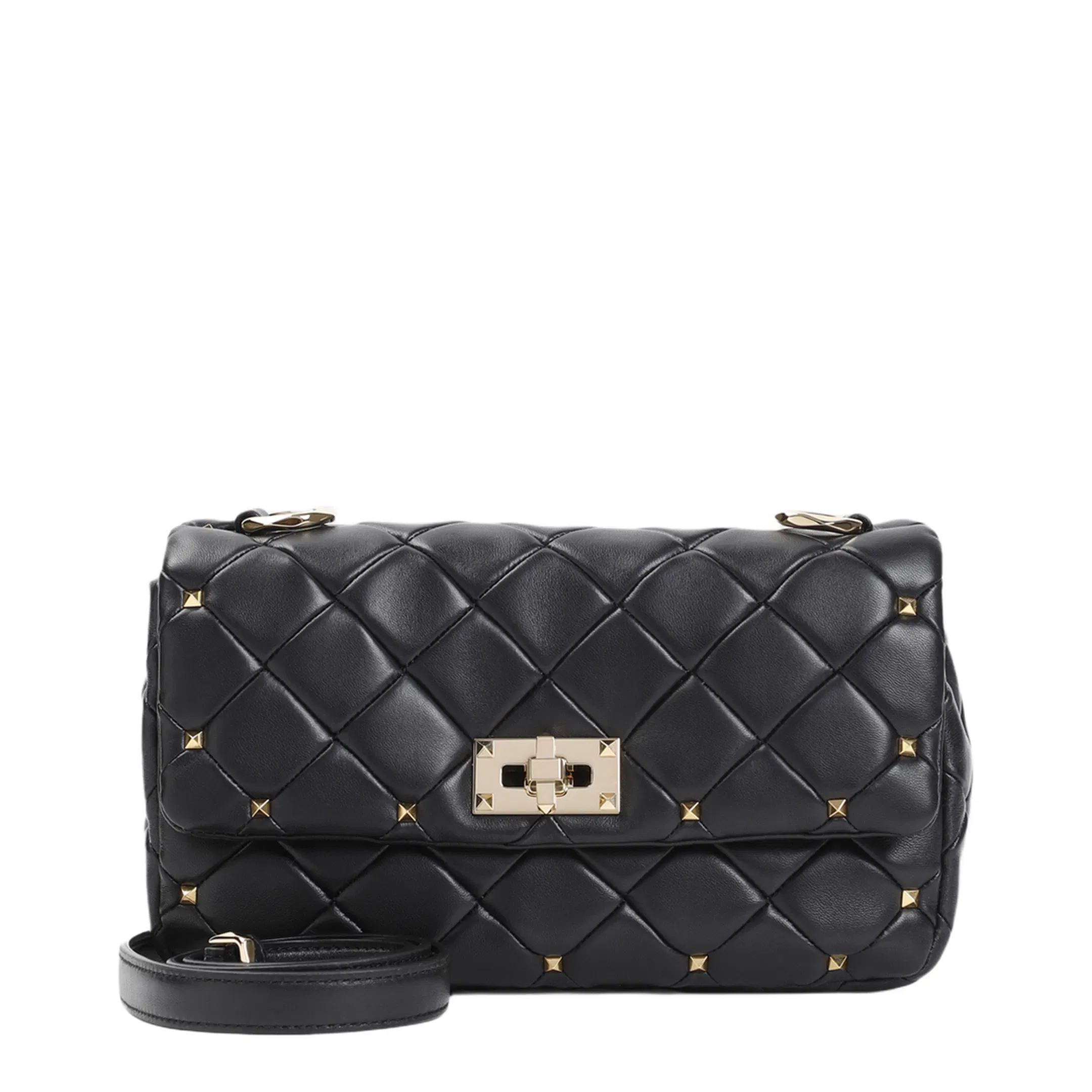 Quilted Chain Strap Shoulder Bag - Black