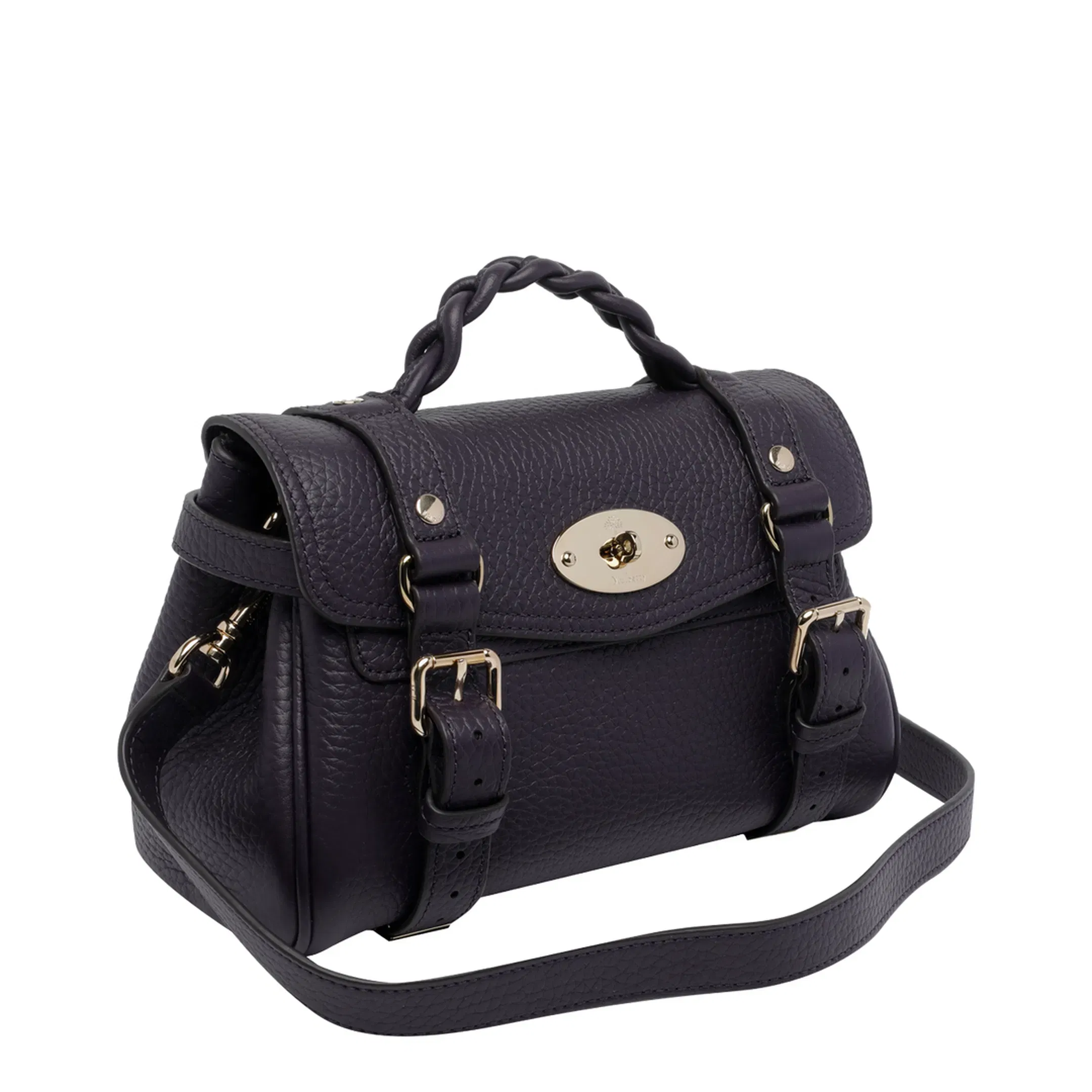 Alexa Black Heavy Grain Mini Crossbody Bag - Black