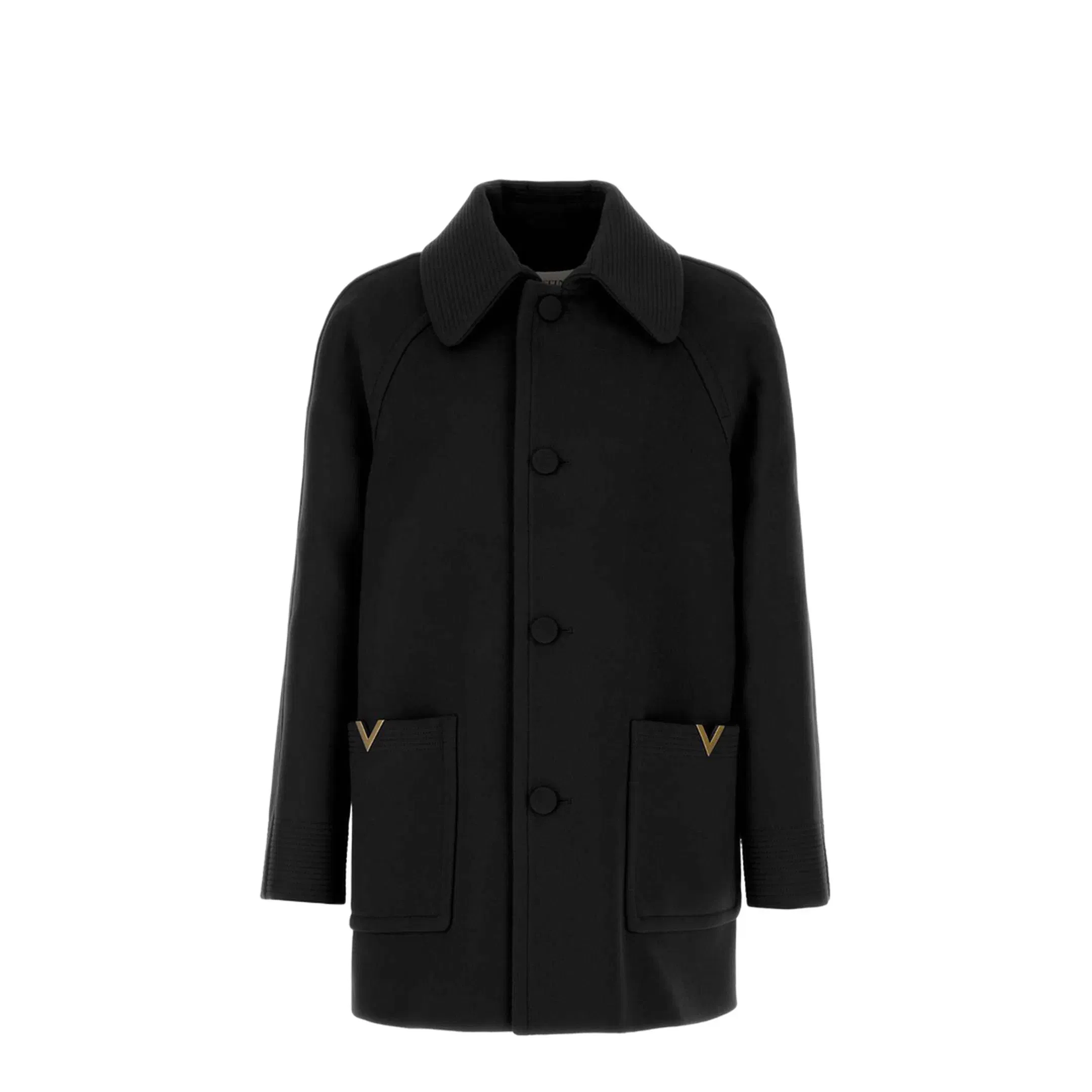 VLogo Wool Coat - Black