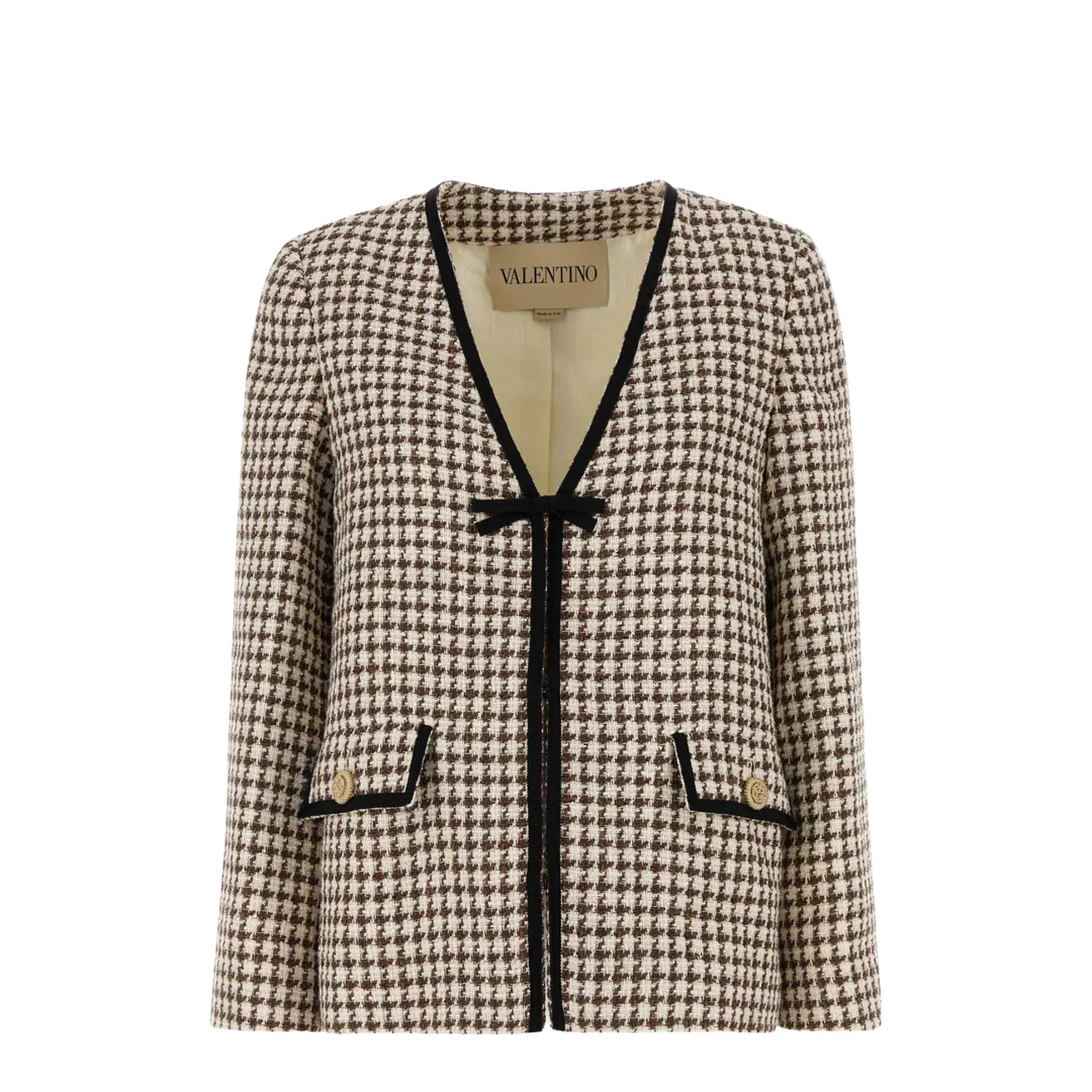 Pied De Poule Light Cotton Tweed Jacket - Cream