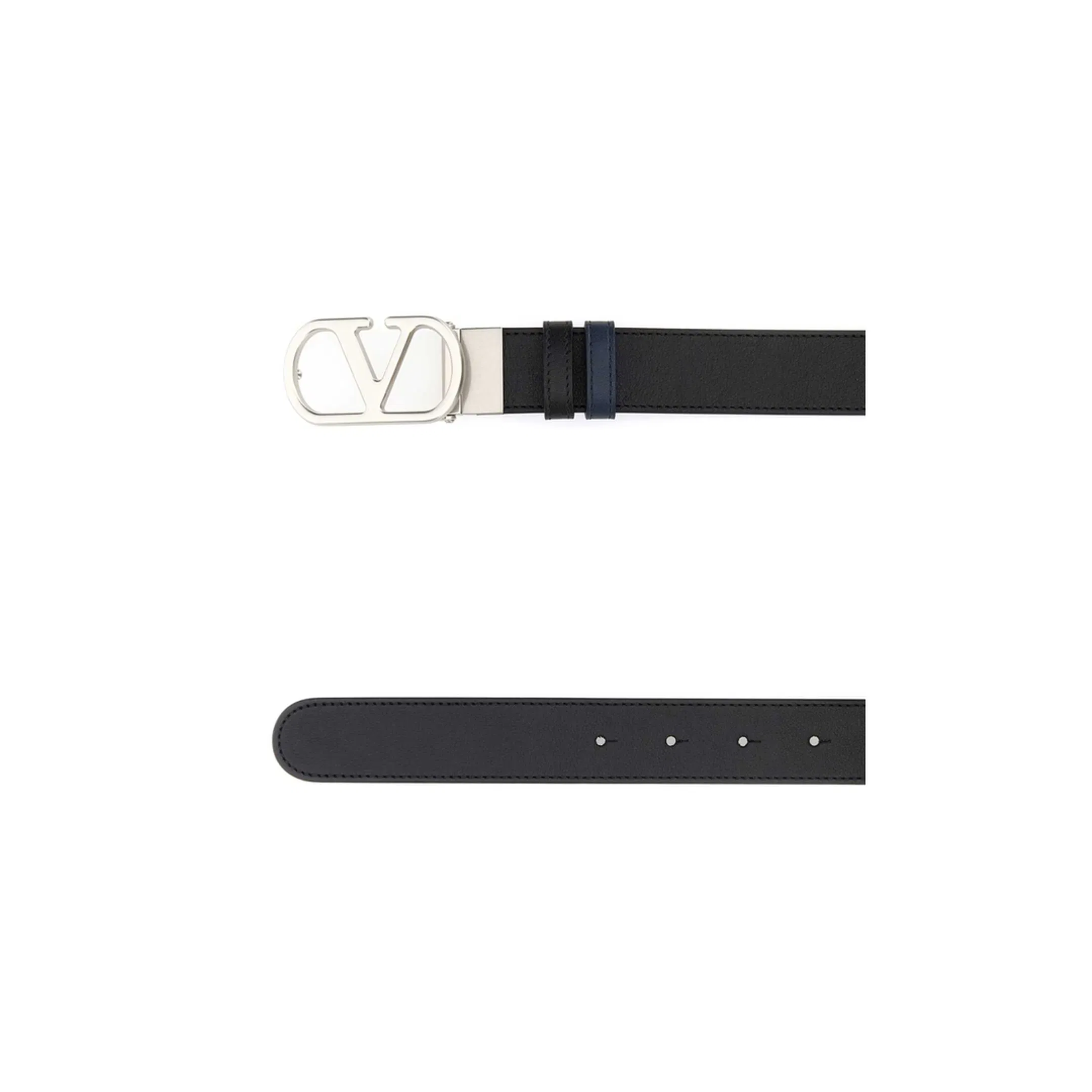 Black Reversible Leather Belt - Black
