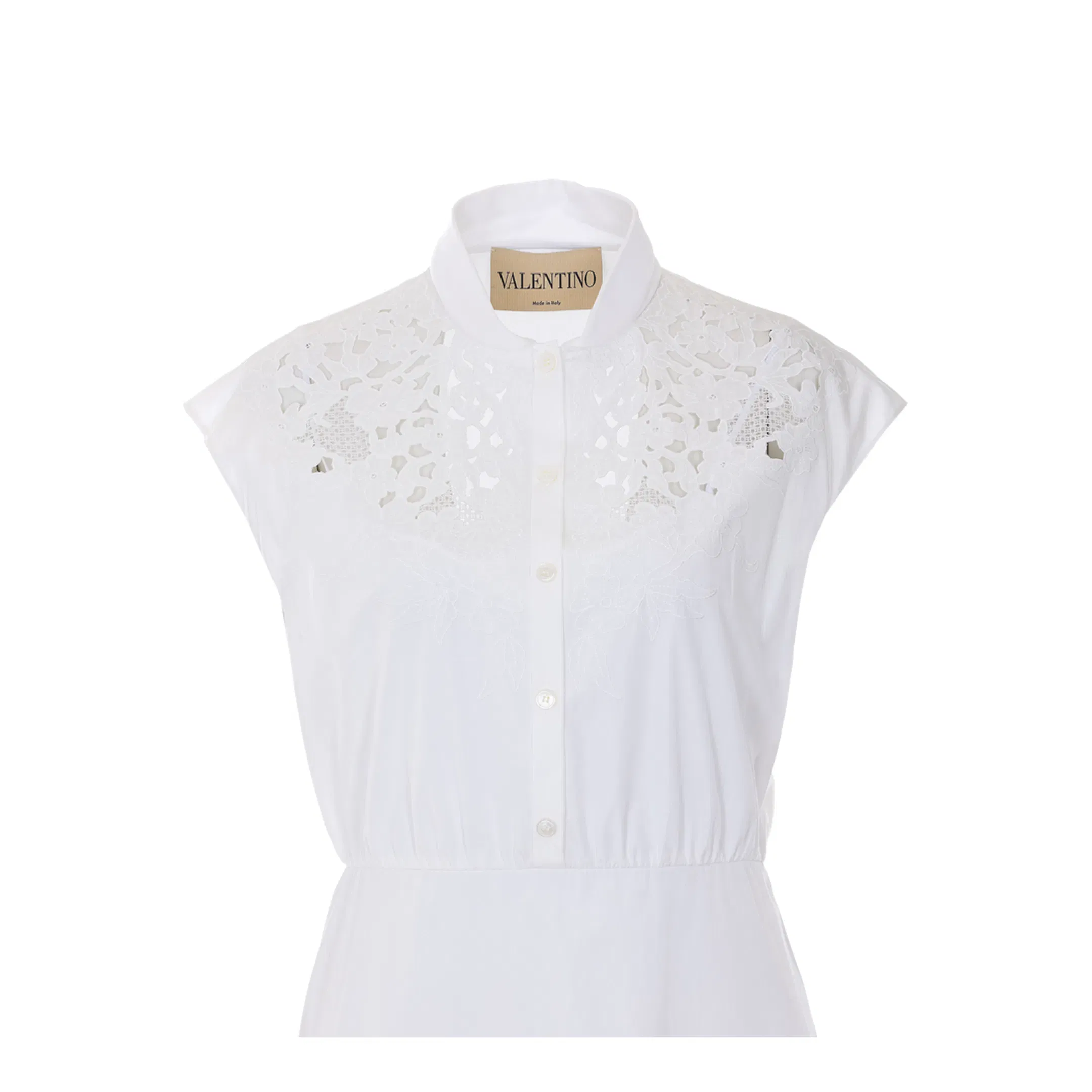 Embroidered Poplin Midi Dress - White