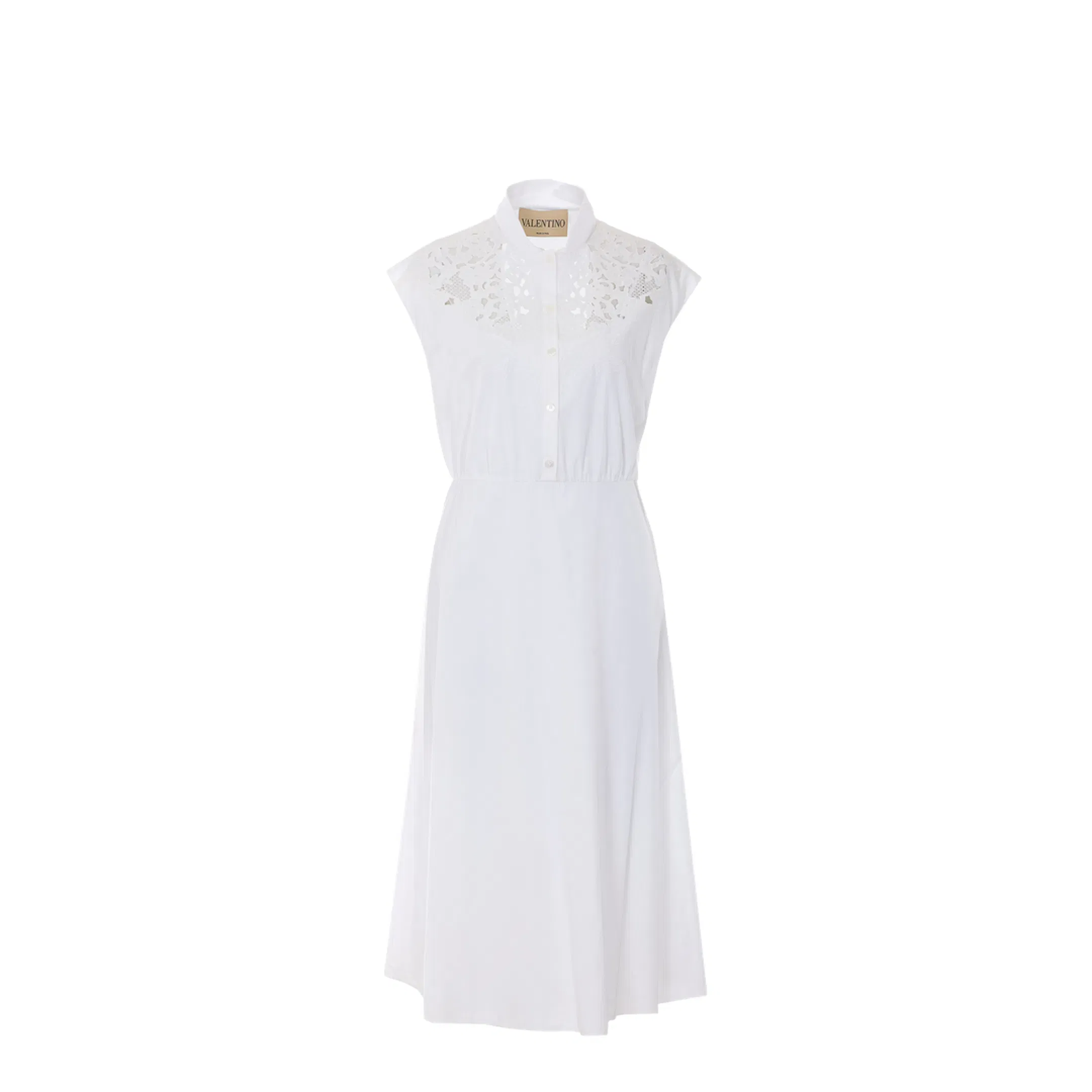 Embroidered Poplin Midi Dress - White