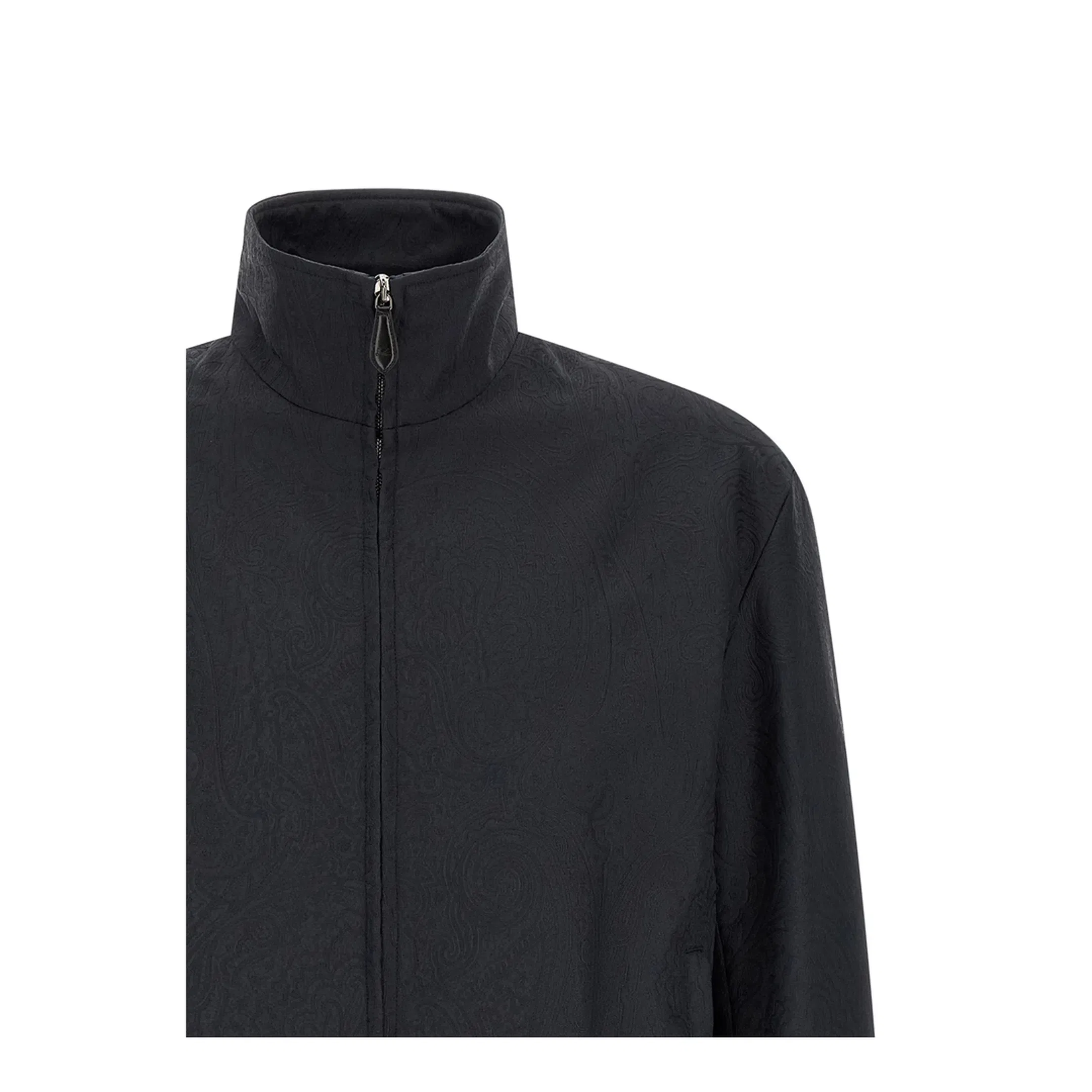 Arnica Motif Turtleneck Jacquard Jacket - Navy