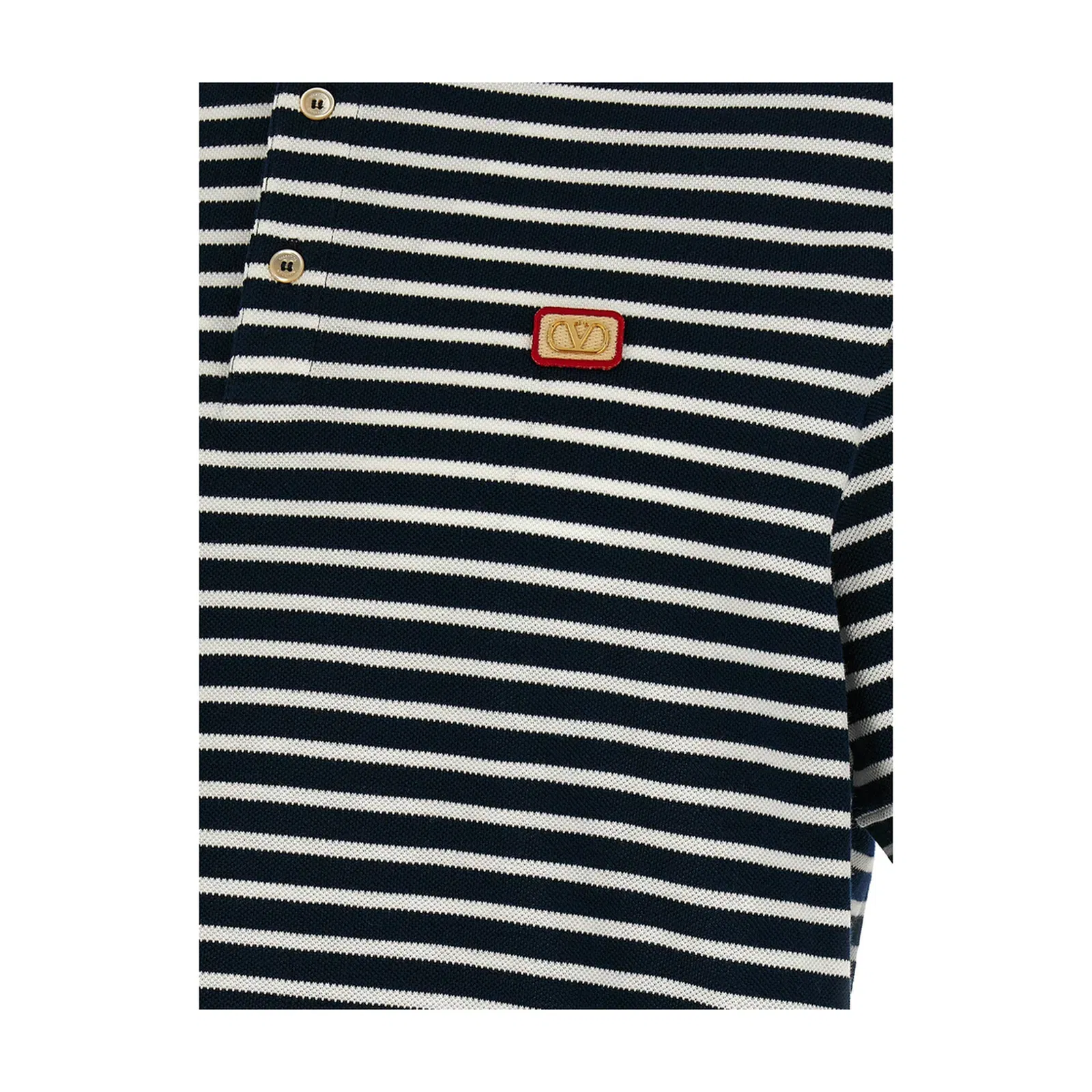 Striped Cotton Pique Polo Shirt - Black