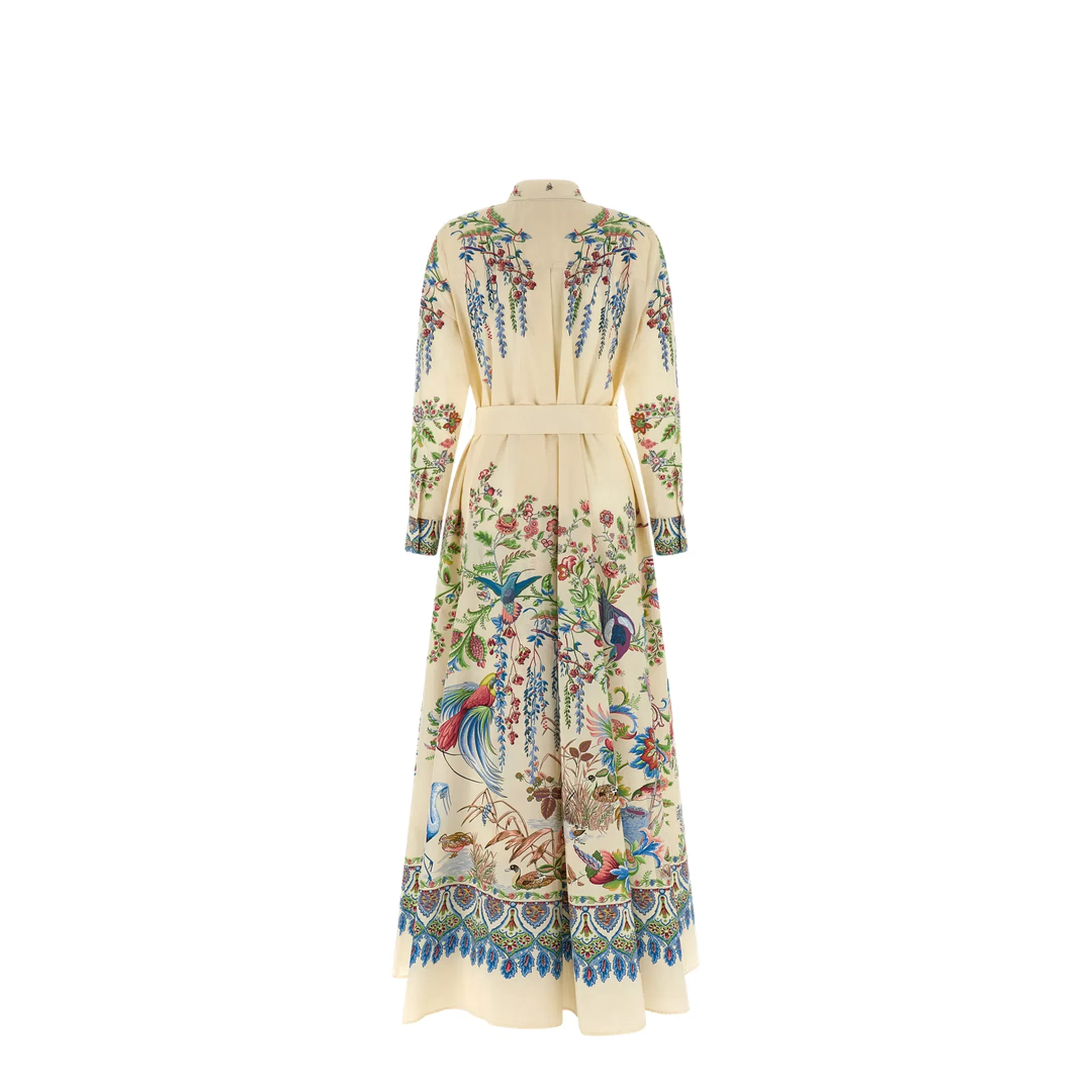 Flora and Fauna Print Long Dress - Multicolor