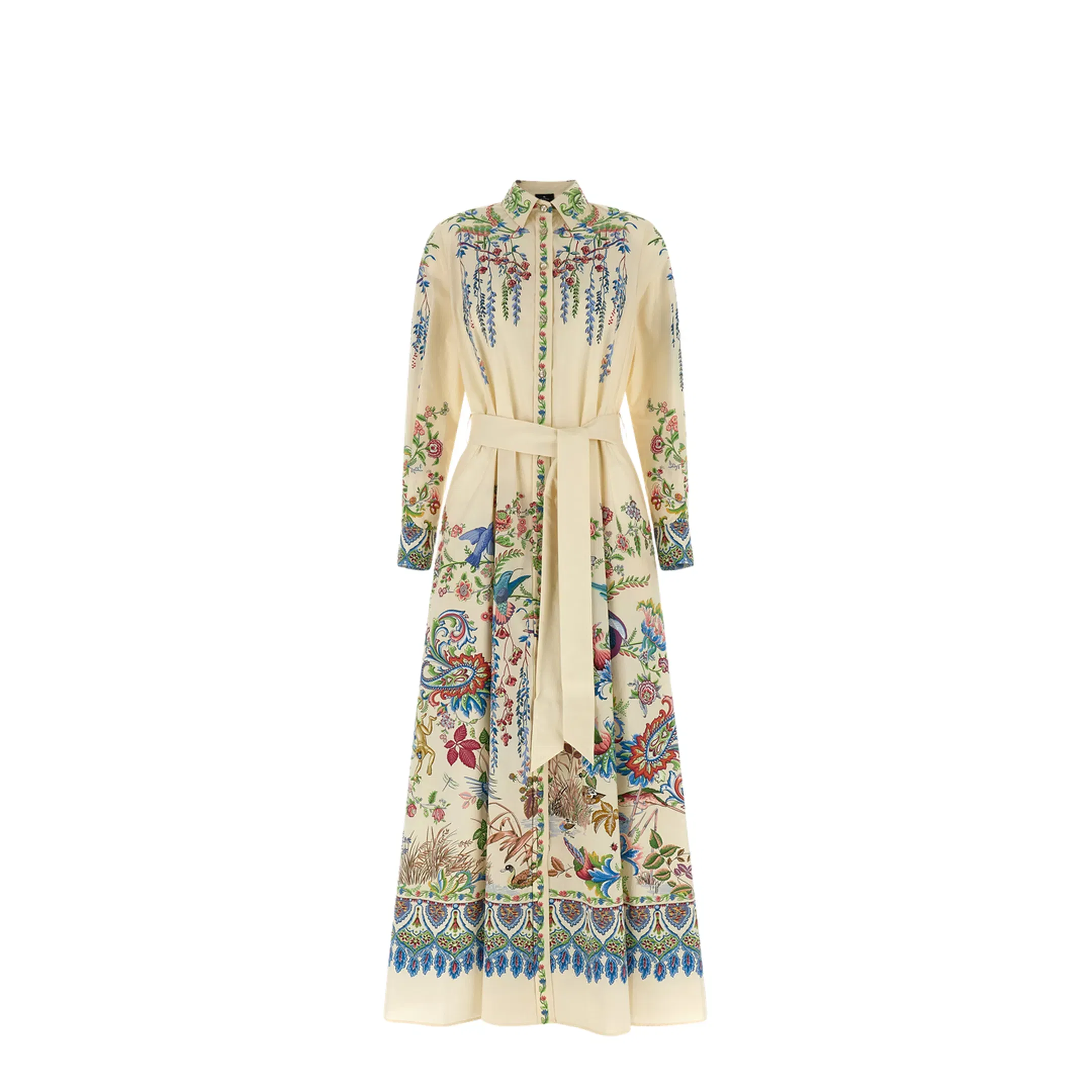 Flora and Fauna Print Long Dress - Multicolor