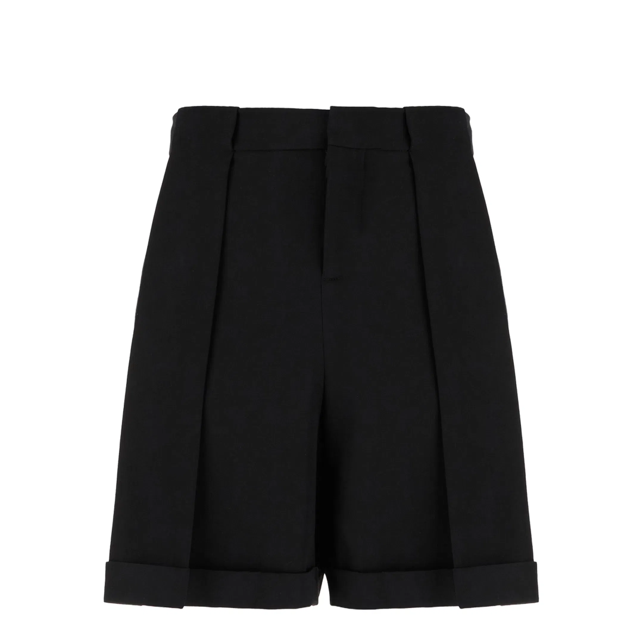 Pleated Gabardine Shorts - Black