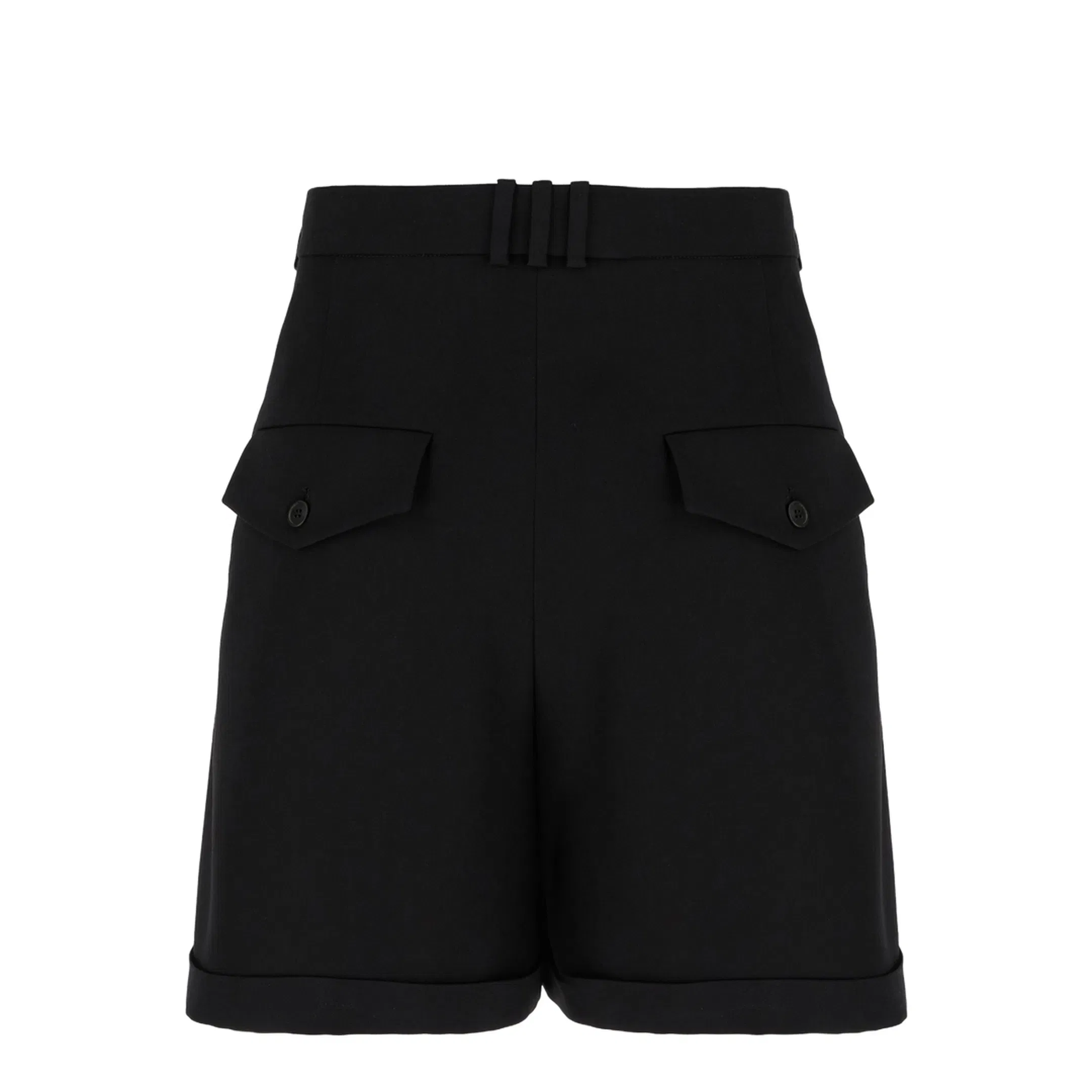 Pleated Gabardine Shorts - Black