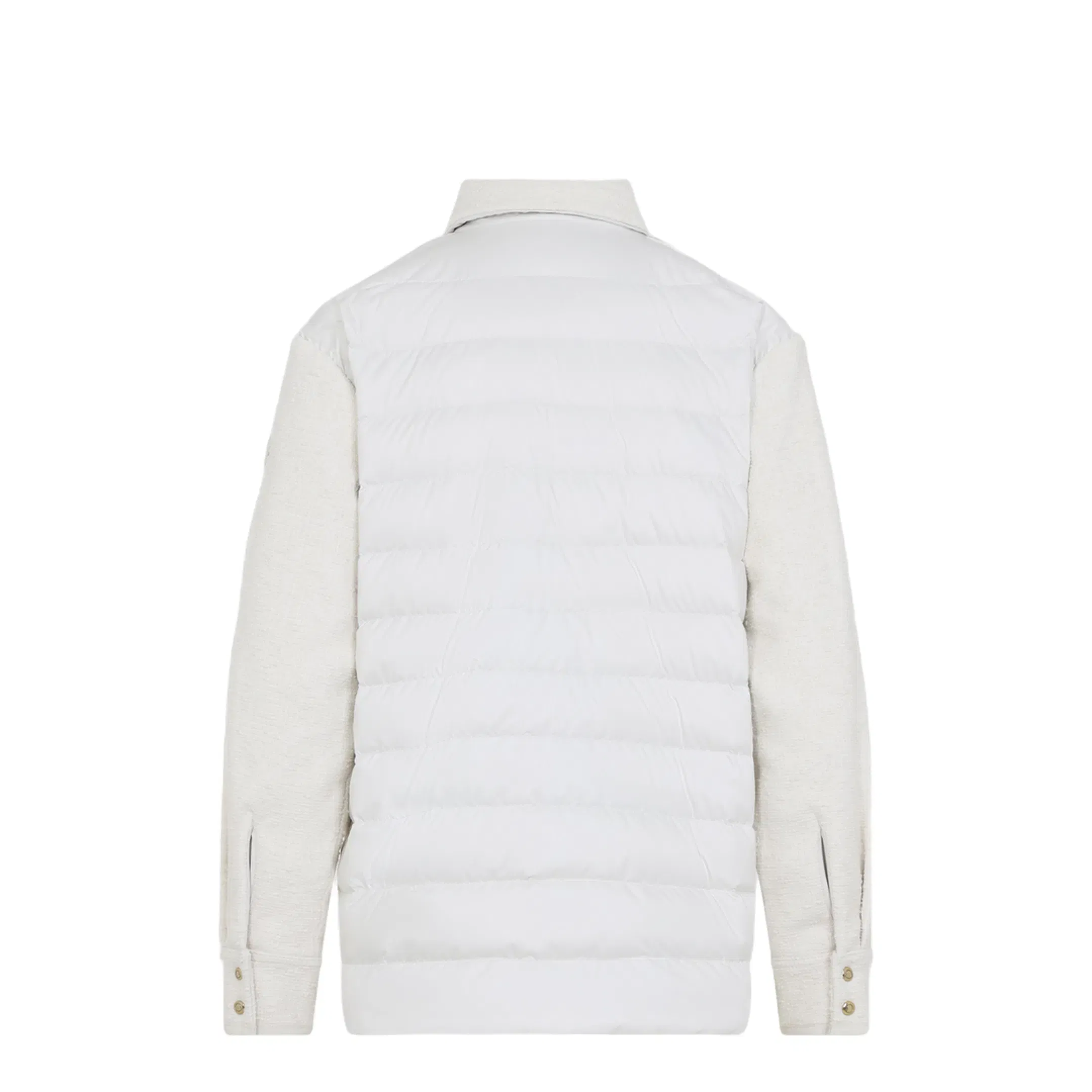 Cotton Blend Bouclé Down Shirt Jacket - Ivory