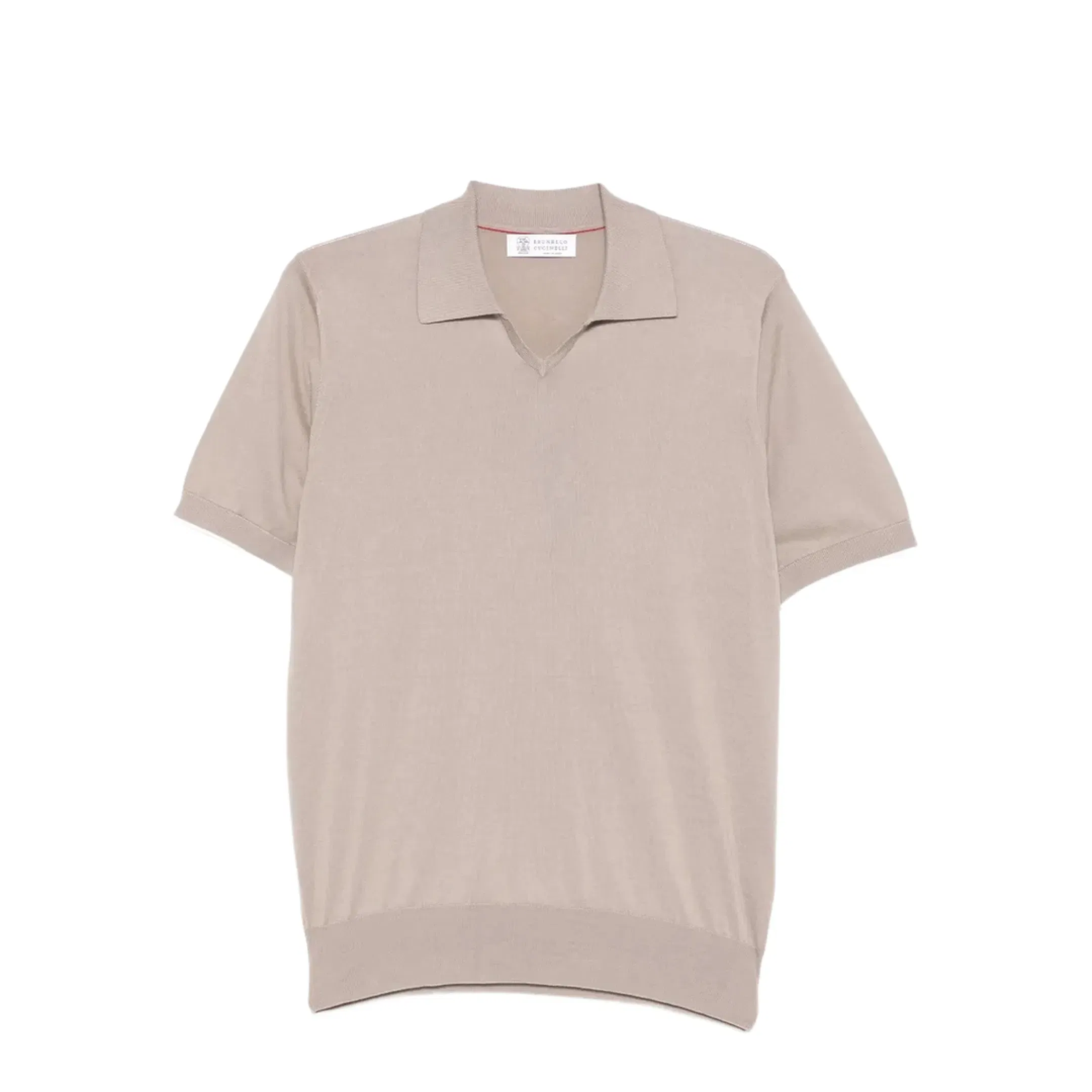 Knitted Cotton Polo Shirt - Beige