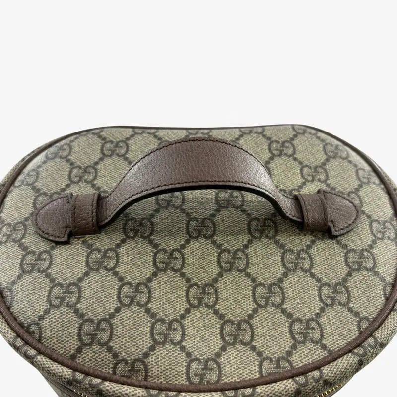 C571 - Gucci Brown Canvas Monogram Vanity Case