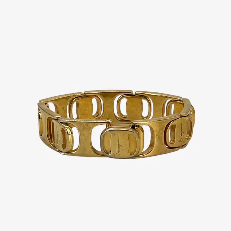 JY343 - SALVATORE FERRAGAMO Gold Plated Logo Bracelet