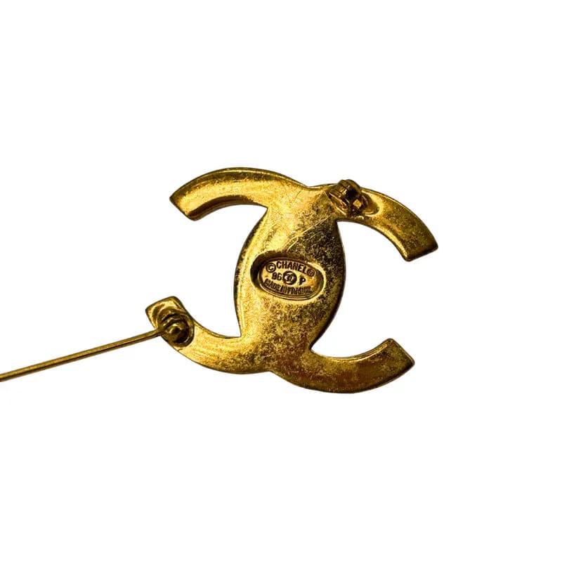 JY009 - CHANEL Vintage CC Logo Gold Brooch