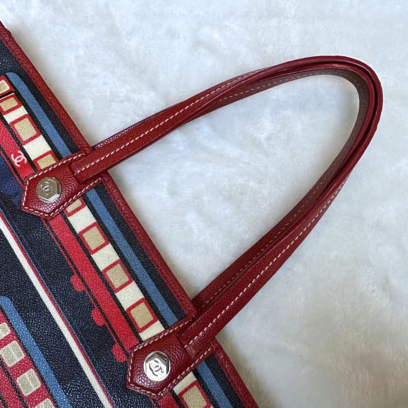 C543 - CHANEL Vintage Red Coated Le Train Tote Bag
