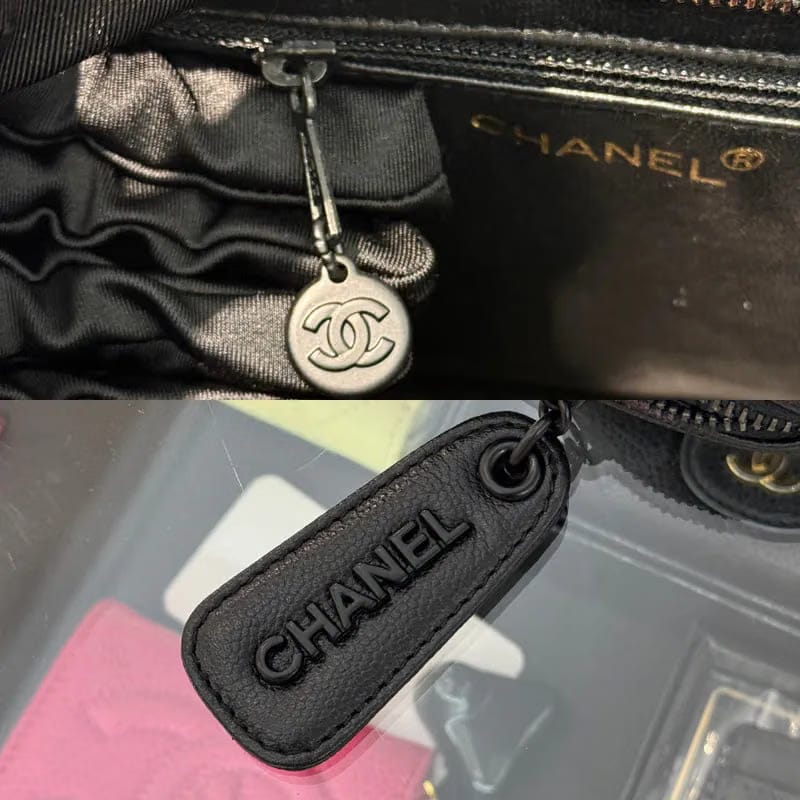 RC424 - CHANEL Vintage Black Caviar Leather Shoulder Bag
