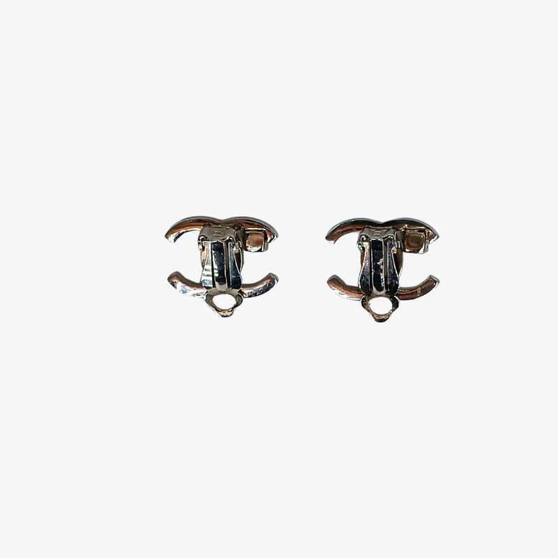 RC334 - CHANEL CC Logo With Black Crystal Earrings