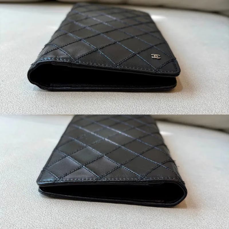 JW406 - CHANEL Vintage Black Lambskin Long Wallet
