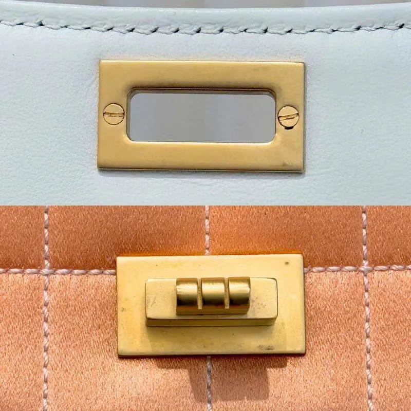 JW441 - CHANEL Vintage Peach Satin Chocolate Bar Flap Bag