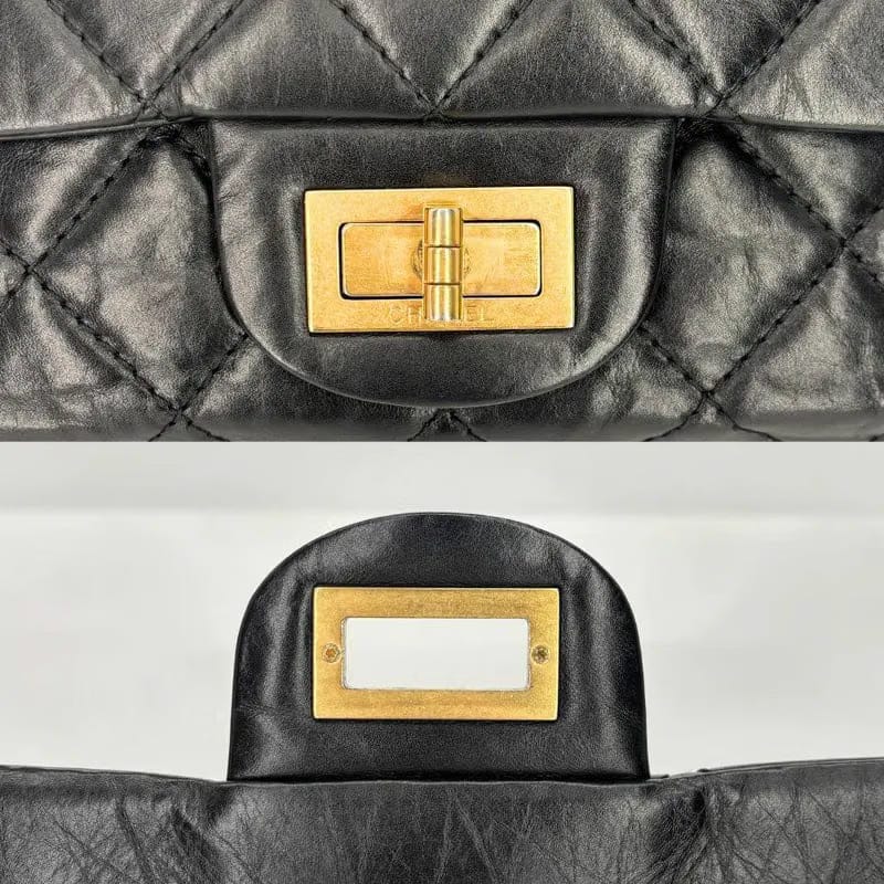 JU941 - CHANEL Black Calfskin 2.55 Jumbo Flap Bag