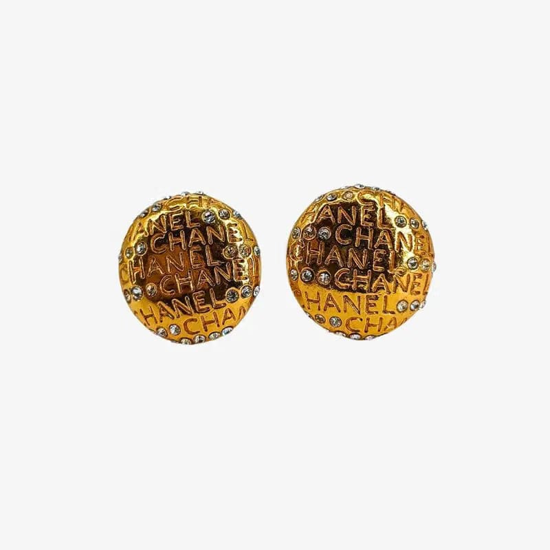 RB802 - CHANEL Vintage Crystal Gold Plated Clip-On Earrings