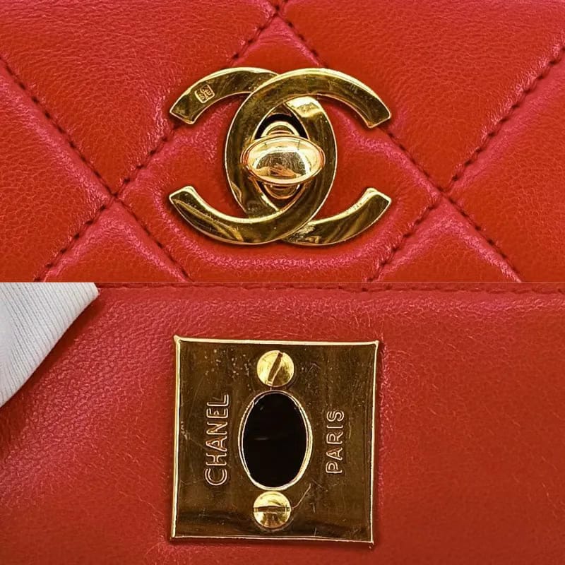 JAH176 - CHANEL Vintage Red Lambskin Duma Backpack