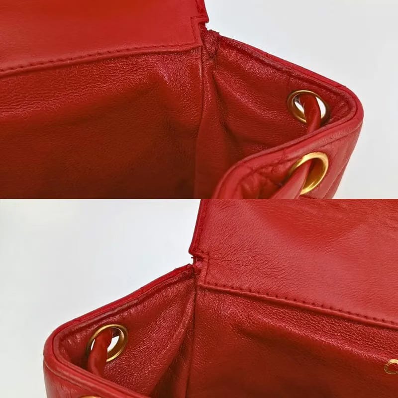 JAH176 - CHANEL Vintage Red Lambskin Duma Backpack