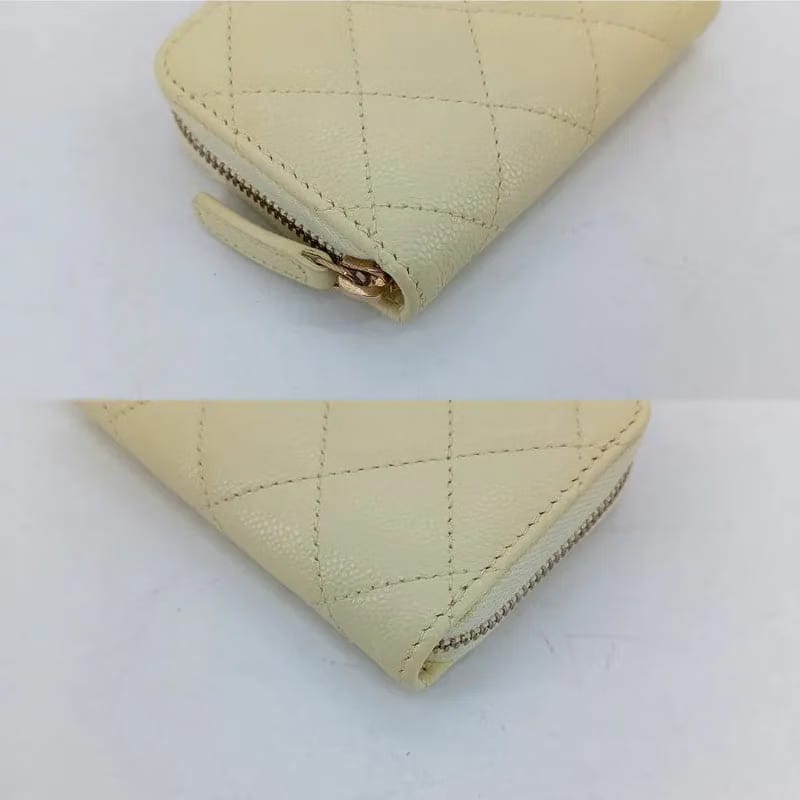 RA383 - CHANEL Yellow Caviar Leather Classic Zipped Coin Purse