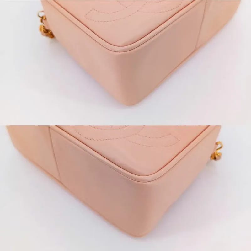 RB416 - CHANEL Vintage Pink Lambskin Triple CC Camera Bag