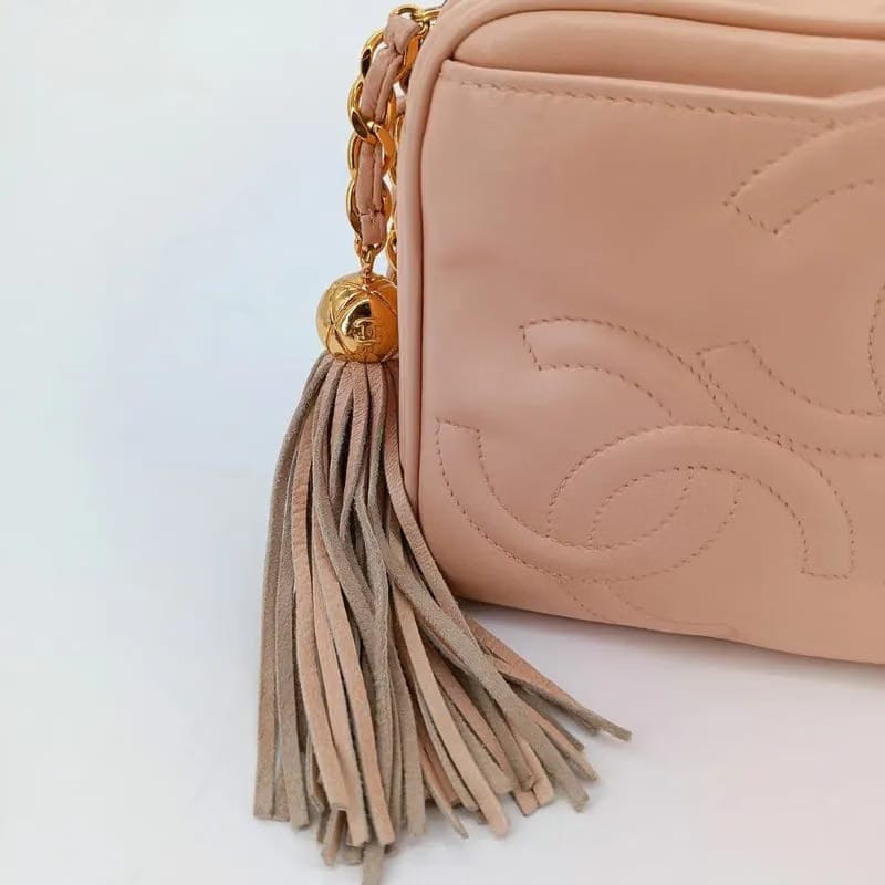RB416 - CHANEL Vintage Pink Lambskin Triple CC Camera Bag