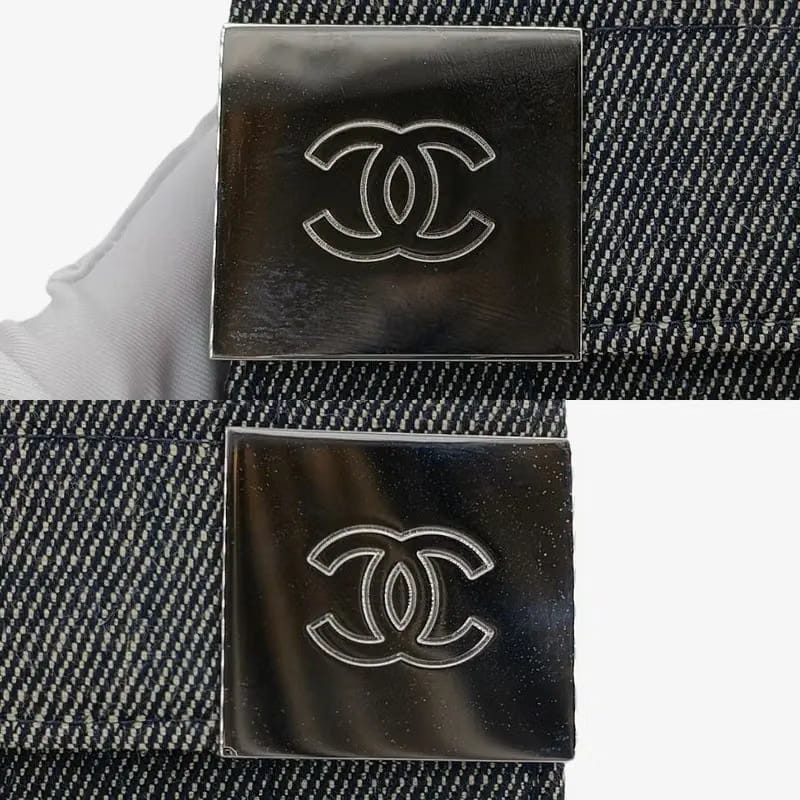 JU391 - CHANEL Vintage Black Denim Chocolate Bar Flap Bag