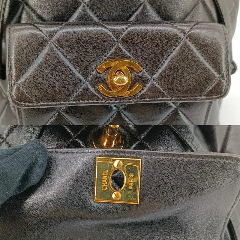 JAH135 - CHANEL Vintage Black Lambskin Duma Backpack
