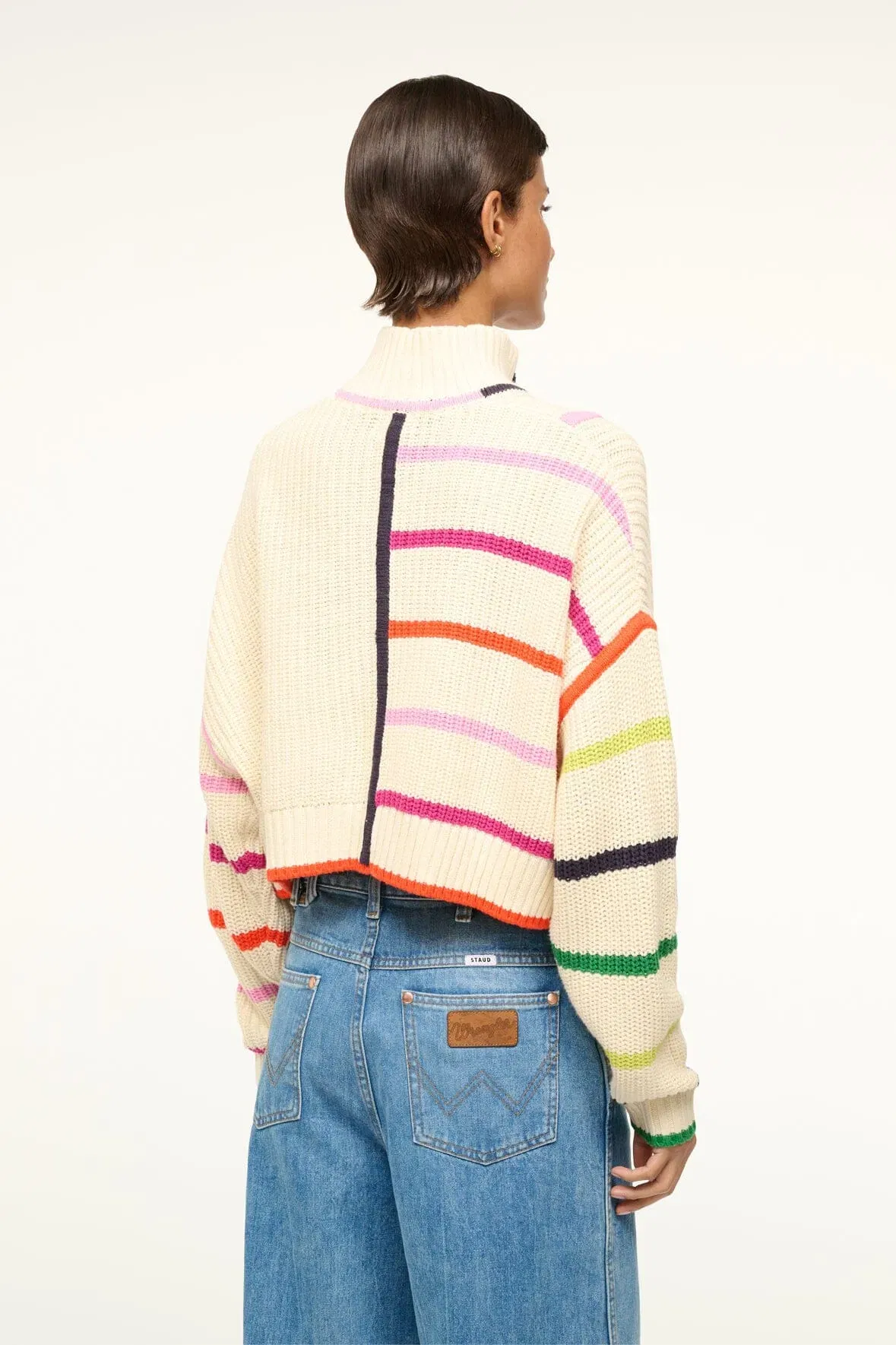 CROPPED HAMPTON SWEATER CREAM RAINBOW MULTI