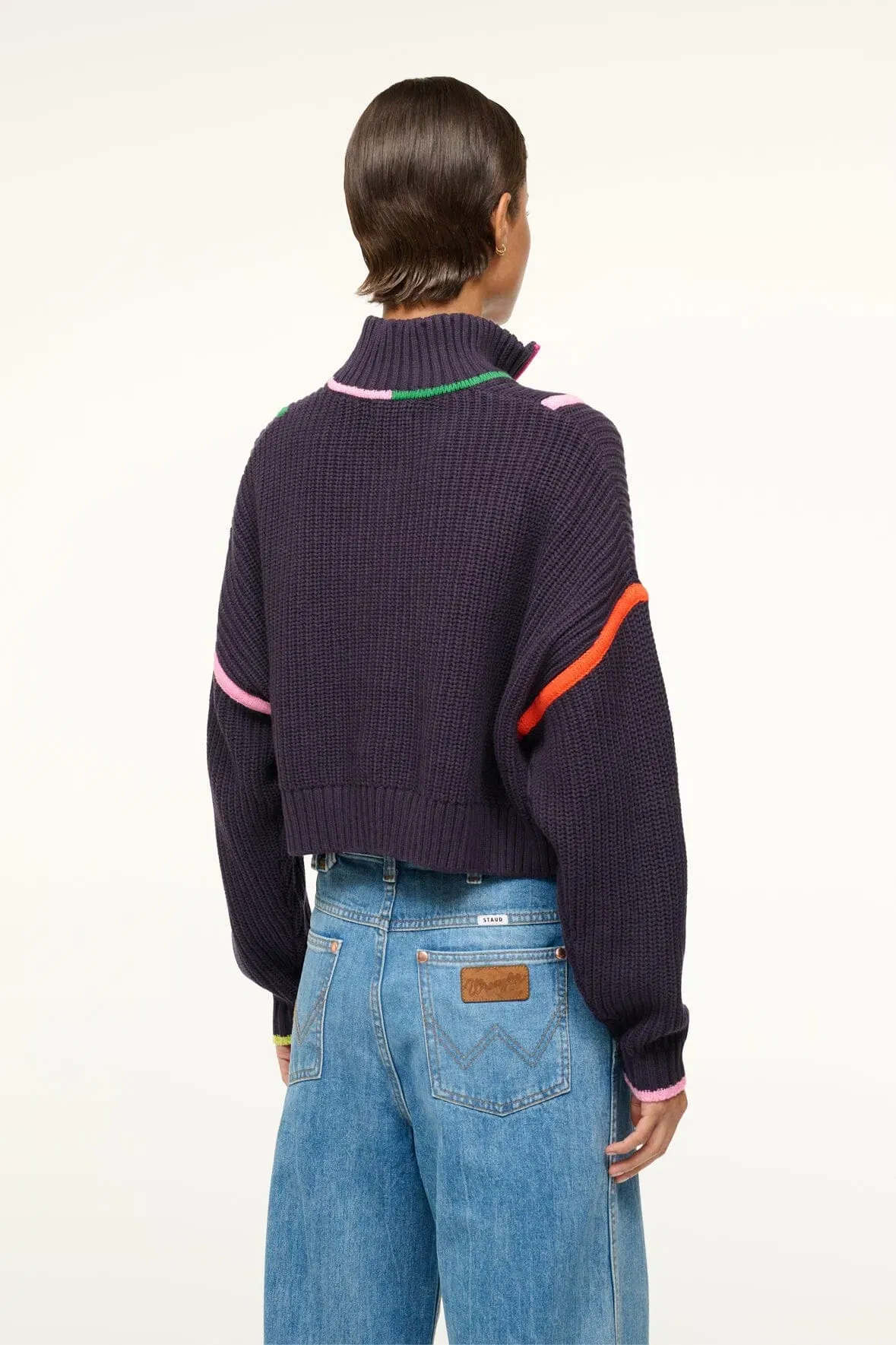 CROPPED HAMPTON SWEATER NAVY MULTI