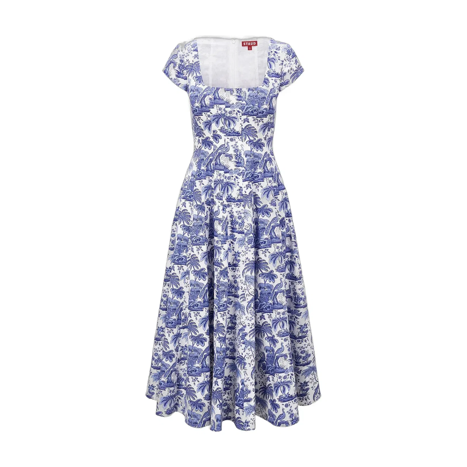 SHORT SLEEVE WELLS DRESS BLUE TOILE
