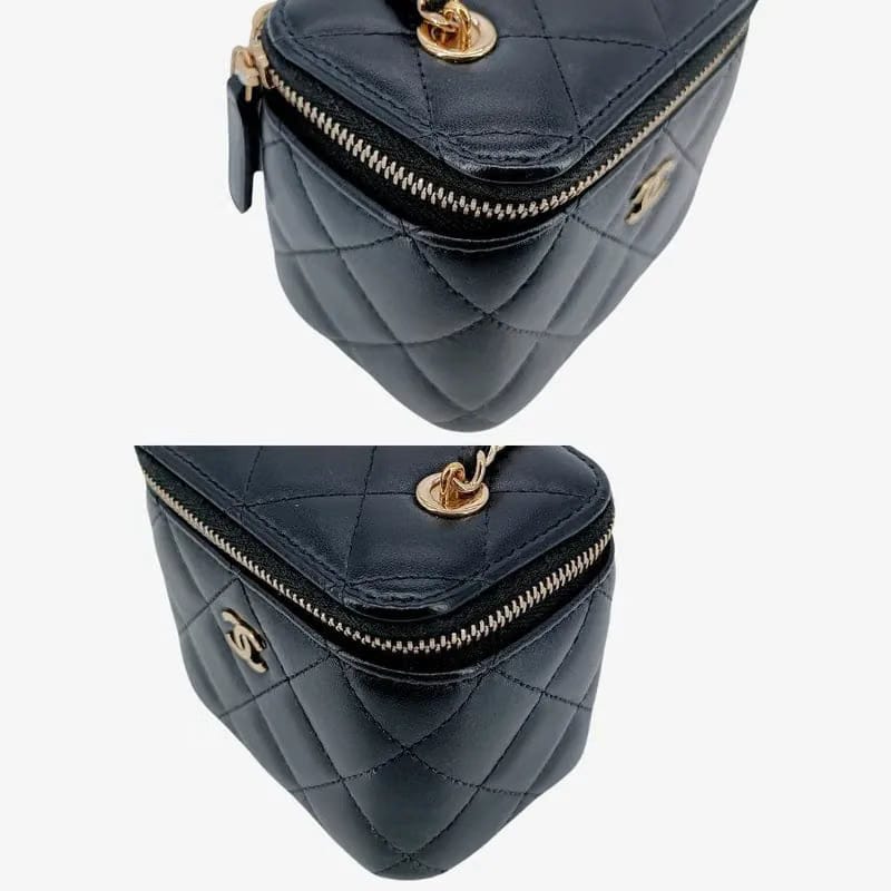 RA340 - CHANEL Black Lambskin Mini Vanity Case Bag