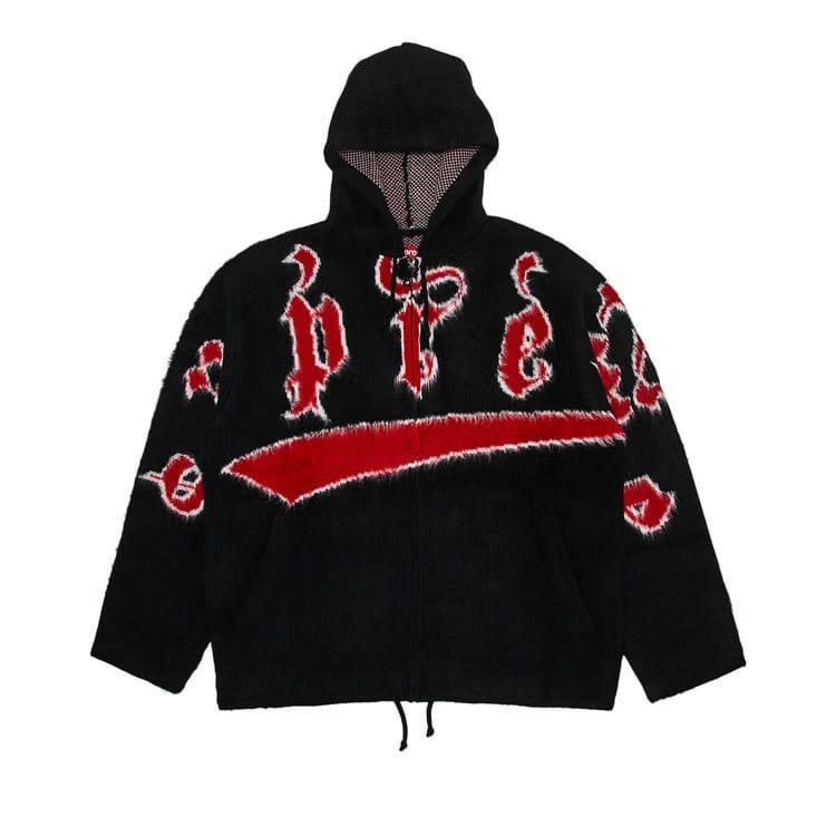 Supreme Accent Brushed Zip Up Hooded Sweater Black