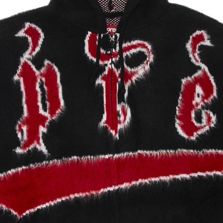 Supreme Accent Brushed Zip Up Hooded Sweater Black