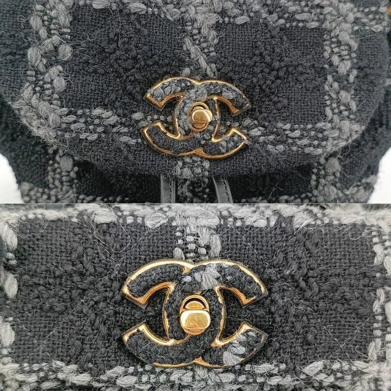C341 - CHANEL Black Tweed Duma Backpack