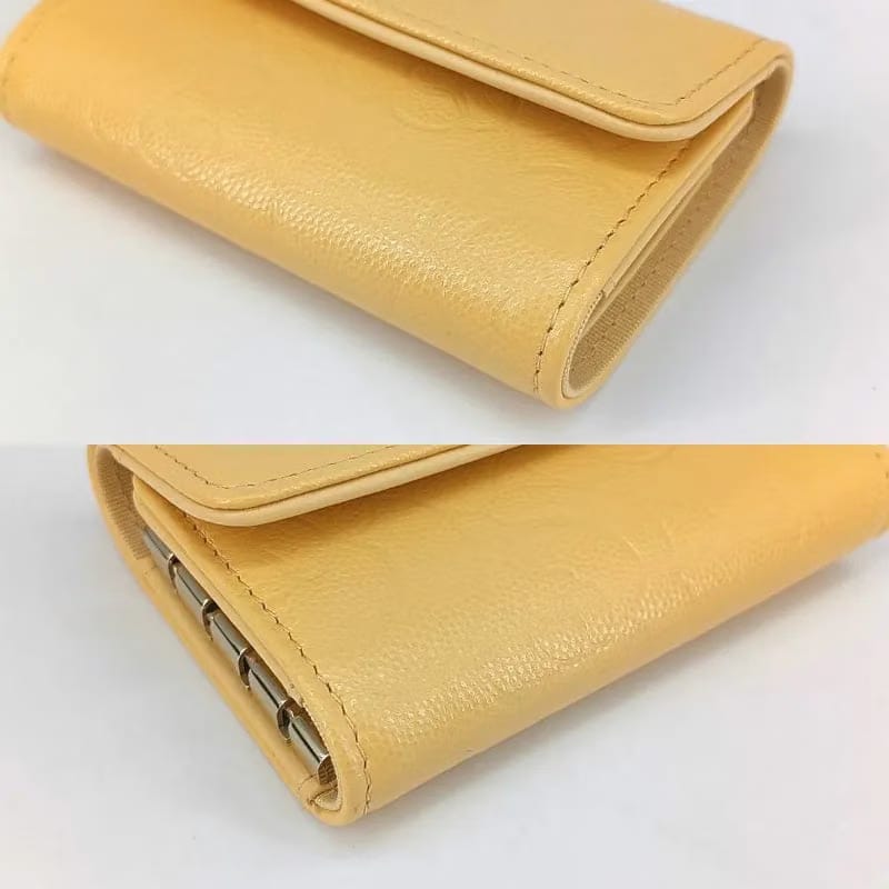 JT400 - CHANEL Yellow Caviar Leather Camellia Flap 4 Key Holder