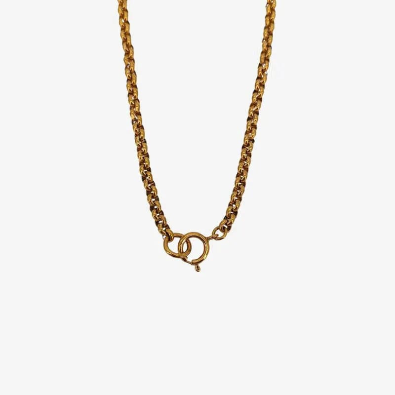 JT309 - CHANEL Vintage Squiggle Border Gold Plated Necklace