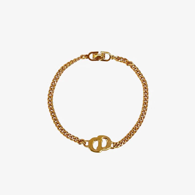 JT371 - CHRISTIAN DIOR Vintage CD Logo Rhinestone Bracelet